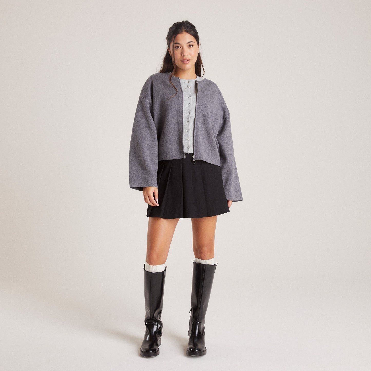 Vest met Rits - Houtskool