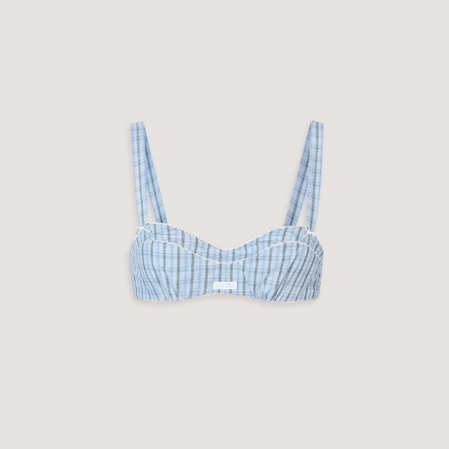 Checked Katoenen Bralette - Blauw