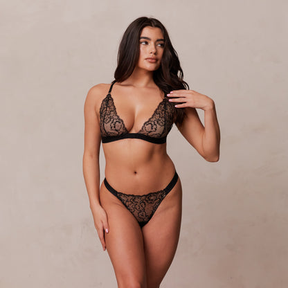 Embroidered Triangle BH - Zwart