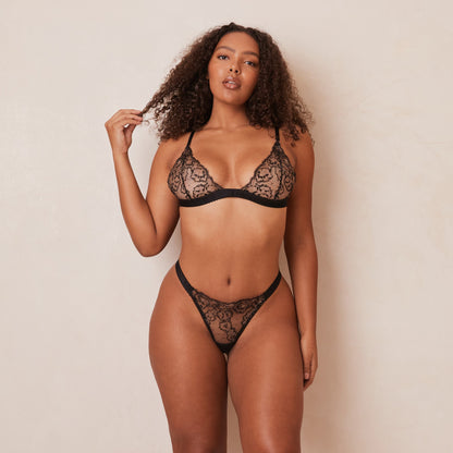 Embroidered Triangle BH - Zwart